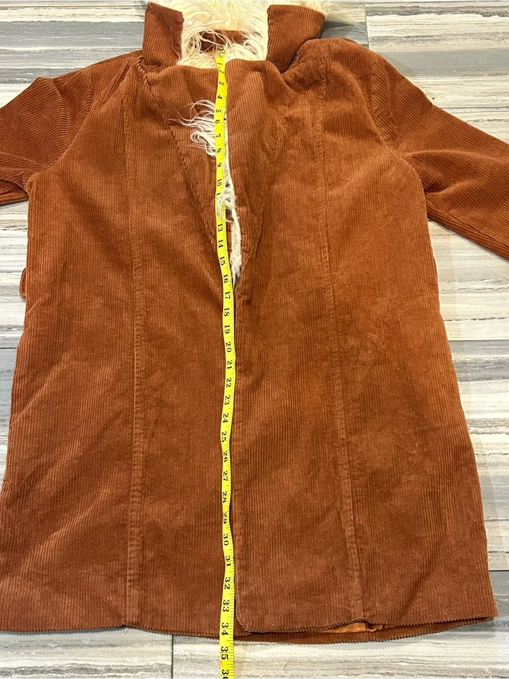 Altar'd State Rust Brown Corduroy Jacket with Cream Label Accent